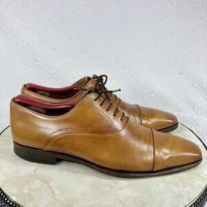 MAGNANNI Oxford Dress Shoes Men 8M 'Saffron' Brown Leather Preppy Lace Up Loafer